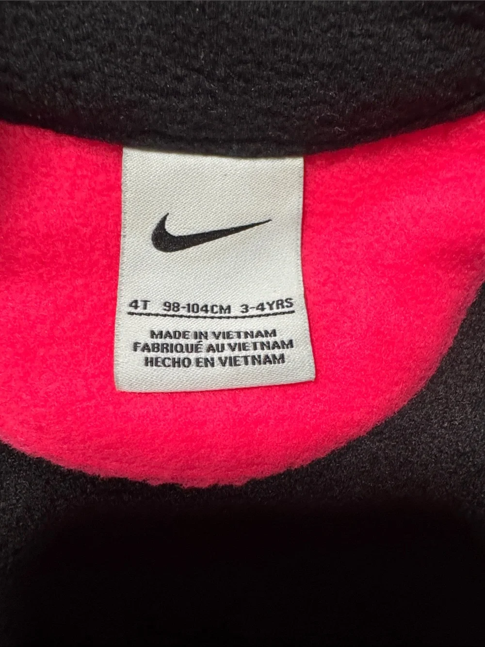Nike Kids Black Fleece Jacket with Pink Trim